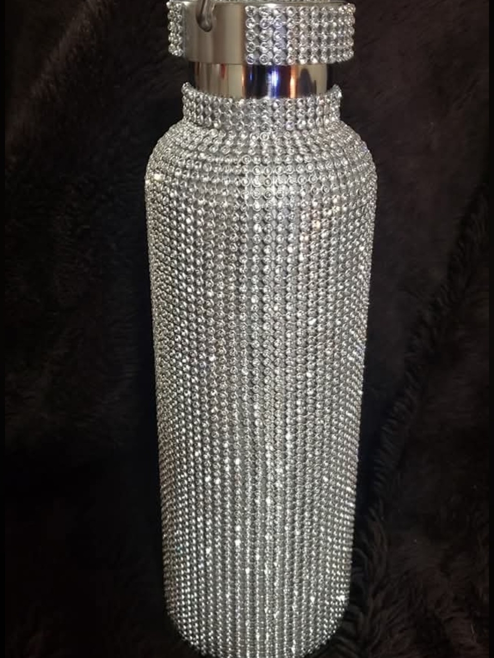 Crystal Rhinestone Water Bottle - Silver Bling